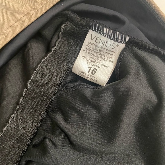 Venus Plus Size High Neck Flounce One-Piece Brown/Black Size 16 - Picture 6 of 11